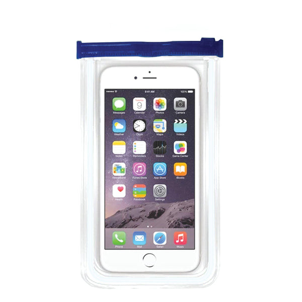 Waterproof zip pouch for protecting mobile devices from water damage.