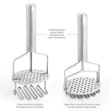 Stainless steel masher for mashing potatoes and vegetables