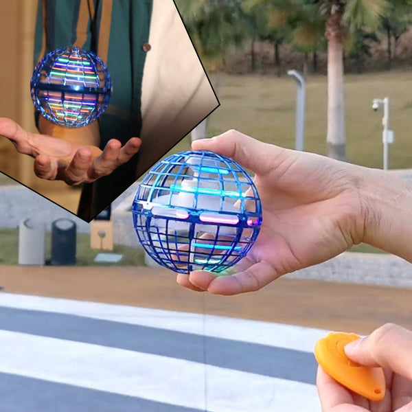 Flying ball toy with USB charging, RGB lights, 360° rotation.