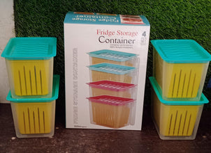 Durable plastic fridge storage containers with easy-grip handles