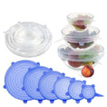 Silicone lid set for containers with stretchable features